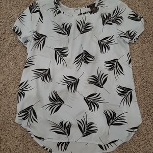 Ann Taylor Petite Light Blue with Flowers Top XSP